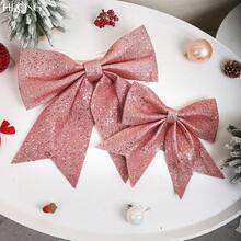 1 Set Assorted Glitter Christmas Bow Decorations - Pink/Red/Gold, Large And Small, Sizes 33cm*35cm And 22cm*27cm, Approx. 55g Each, Suitable For Holiday Decor, Home Decor, Christmas Decor, Room Decor, Winter Christmas Decor, Christmas Gifts - Multicolor - View 2