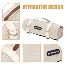 Mantas de picnic para exteriores, impermeables, grandes, tapete de playa, sin, plegable, con correa de transporte, manta de camping porttil, manta de parque para csped parque, senderismo, - Flor Amarilla - Ver 4