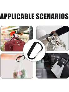 Ganchos para Carriola, Mosquetón Carrito para Bolso, Herramienta Multiusos, Gancho a Presión, Stroller Hook para Bolsas, Pañaleras, Biberones, Sillas Ruedas pañaleras yás Carabiner Hook (Negro) - 1 - Ver 4