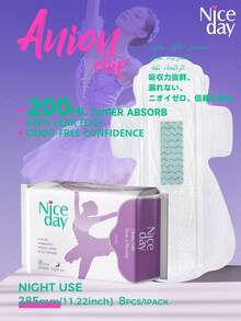 Niceday 48pcs/6packs, 285mm Negative Ion Sanitary Pads, Overnight Panty Liners, Ultra-Thin Period Pads, Soft Menstrual Pads, Super Absorbent, Extra Dry, Leak-Proof, Breathable, Non-Irritating, Comfortable For Intimate Area