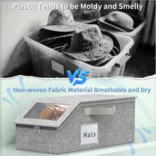 LEATVOOK 2PC/1PC Extra Large Baseball Hat Organizer , Hat Storage Box With Heavy-Duty Hidden Handle - Stackable Expandable Organizer, TPU Window & Cardboard Base, Non-Woven Fabric For Baseball Caps, Fitted/Fashion Glasses/Scarves - Holds 13-15 Hats (Grey, Foldable Closet Case), Bin, Can Organizer, Storage Organizer, Stackable Storage, Storage Container, Box Storage, Organizer Storage For Things, Storage Haven, Storage Boxes For Organizing, Organizer Bins, Multi Purpose Storage Box, Storage Bins For Shelves, Storage Box For,Perfect Christmas Gift. - Grey - View 7
