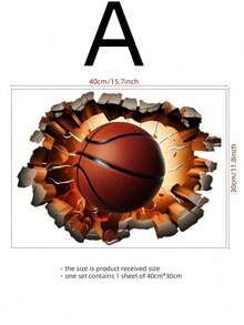 1 szt. Tapeta z motywem koszykówki/piłki nożnej/rugby z kreskówek, samoprzylepna naklejka ścienna z PVC, odpowiednia do wystroju wnętrz