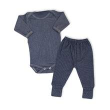 4 Piece Set Long Sleeve Bodysuit With Booties, Hairband And Ribbed Knit Pants / Baby Girl Set With Booties And Hair Bow In Navy Blue - 藏蓝色 - 查看 3