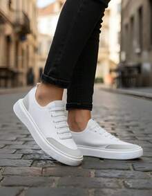 Men's White Sneakers Casual Shoes Easy To Wear Low Top Modern Flat Sole Fashion Modern Nylon Soft Lightweight Comfortable - 白色 - 查看 9
