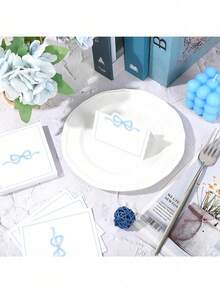 50pcs Pink Bow Shaped Place Cards - Elegant Guest Name Cards, Blue Bow Place Cards, Size 2x3.5 Inches, Cute, Blank, Suitable For Wedding, Birthday, Camping, Name Tag, Party Table Decor, Wedding & Holiday, Party Dining Table Decor & Seating, Party Table Decoration, Wedding Dining Table Decor - Multicolor - View 7