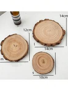 3 Peças Porta-copos de Madeira Natural P/M/G, Suportes de Vela Multiuso, Bases para Xícaras de Cozinha, Fatias de Madeira DIY para Crianças