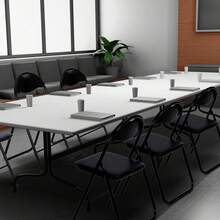 Set de 4 Sillas Plegables Negras con Asiento Acolchado, Estructura Metálica y Pies Antideslizantes, Sillas Apilables para Oficina, Recepción, Eventos, Conferencias o Juegos - Negro - Ver 2