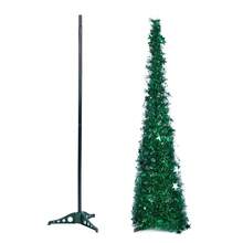LIVINGANDHOME Living And Home Collapsible 1.2M Pop Up Tinsel Christmas Tree With Base,Christmas Decoration,Xmas Decor Tree - Green - View 4