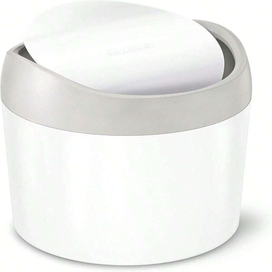 Simplehuman Mini Countertop Trash Can, 1.5 Liter / 0.4 Gallon, White Steel - White - View 1