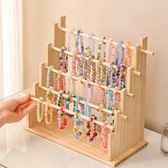 1 pieza Soporte de exhibición de joyas de múltiples capas, soporte de almacenamiento con cuentas de alta capacidad actualizado, exhibidor de pulseras, collares y tobillos trapezoidal de 2/3/4/5 niveles, adecuado para horquillas, diademas, organizador de accesorios para mostrador, tocador, tienda de joyas, uso doméstico, regalo perfecto para mujeres y hombres