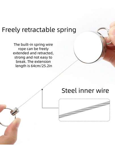 1/2 יחידות קרבינר מתכת נשלף - רצועת חוט פלדה נגד אובדן חיצונית עם מנעול בטיחות, עיצוב משיכה מהירה למפתחות, כבלים, שרוכי לולאות - מתאים לבית, למשרד, לחוץ, לאתר בנייה - קליפס רוכסן נשלף עמיד ואמין, מחזיק מפתחות, מבנה יציב