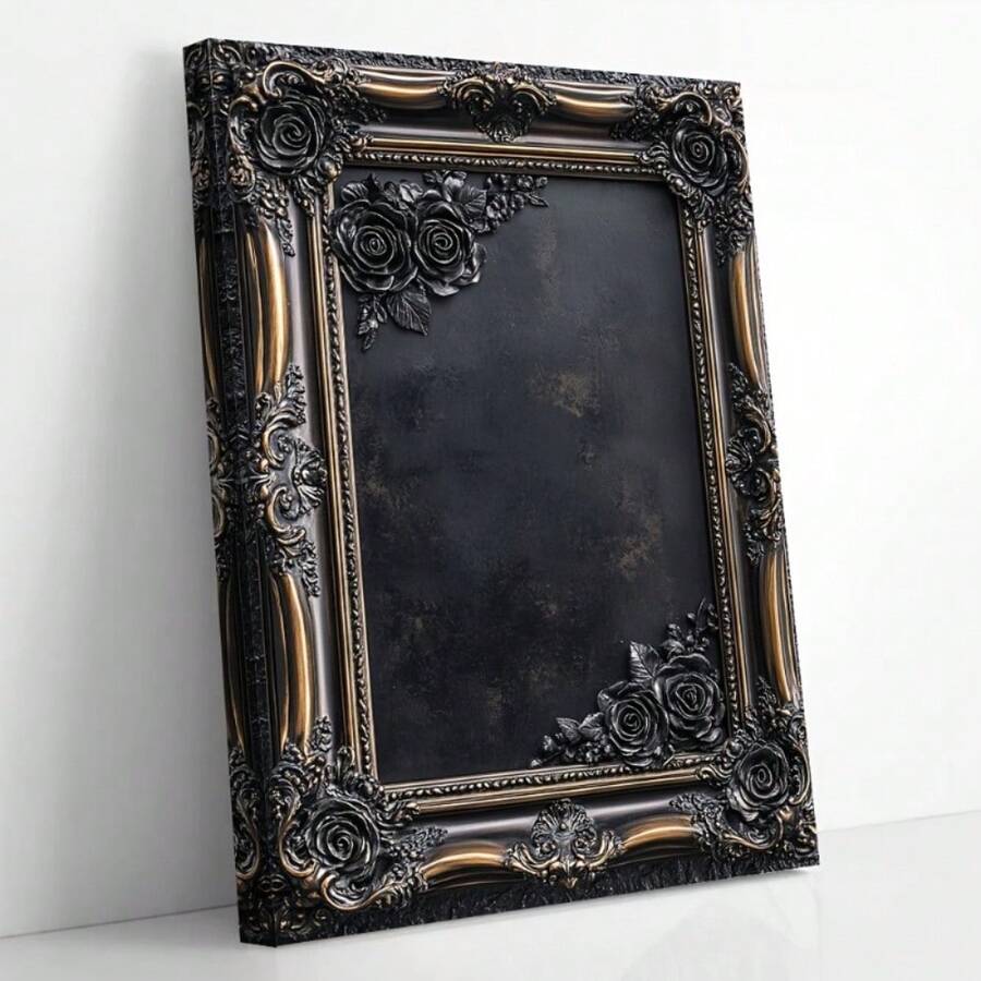One Piece, A Gorgeous Black And Gold Framed Printed Wall Art, In Victorian Gothic Style, Adorned With Carved Roses. This Vintage Decorative Wall Hanging Is An Elegant Accent For Your Living Room, Bedroom, Or Entryway. - 彩色 - 查看 1