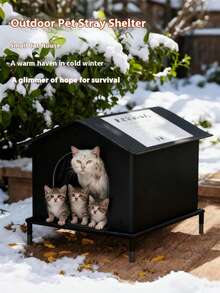 Casa impermeable para gato callejero con soporte para uso en exteriores, casa de gato salvaje cerrada, carpa para mascotas a prueba de frío, casa de mascotas cálida para invierno en exteriores - Multicolor - Ver 6