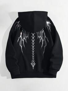 LOVE JOYY Women Skeleton Wing Rhinestone Embellished Sweatshirt, Street Fashion Style - Black - View 5