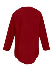 Women's Sequin Decor Front Button Pocket Casual Shirt Spring - Red - View 3