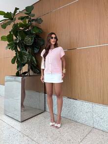 STORE MODAS MAX KNITTED VEST FANG BUTTONS - ROSA - 查看 3
