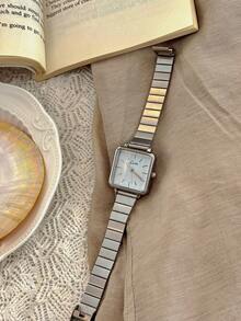 1 Pc New Fashionable Ladies Watch, Stylish & Simple, Luxury Style, Elegant & Versatile Quartz Bamboo Band Watch