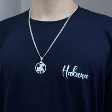 Grumet Chain And Pendant Saint George Medal 925 Sterling Silver Solid Italian Original Scaled 3mm Necklace 60cm 70cm 80cm - 銀色 - 查看 8
