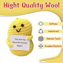 Mini Positive Energy Crochet Penguin, Fun Inspirational Birthday Gift For Women, Men, Friends, Colleagues, Includes Shark & Duck Positive Energy Card, Cute Christmas Decor, Stocking Stuffer - Khaki - View 2