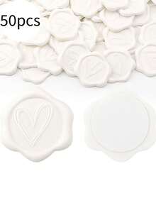 50 ختم شمعي ذاتي اللصق بشكل قلب، للاستخدام في تغليف الهدايا، دعوات الزفاف، المظاريف، عيد الميلاد، والختم