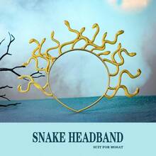 QY- Snake Headbands Medusa Halo Crowns Greek Goddess Hair Accrssories For Women Yellow -6459 - Màu vàng - Xem 5