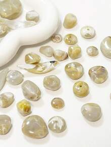 Imitație de jad, culoare cafea de orez, model de agat, mărgele asimetrice cu găuri mari, mărgele acrilice cu gradient DIY, accesorii pentru cercei, brățări, lanțuri pentru telefon, materiale țesute pentru genți