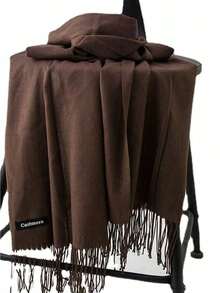 1 件 190*70cm 户外经典纯色防风沙色流苏披肩，男女通用轻盈款式，120g，适合时尚男女，适合空调房，保暖，超大尺寸围巾，适合四季，纯色可选，头巾，多色，红色，粉色，黑色，白色，米色，黄色，蓝色，绿色，酒红色，矩形围巾，新款设计，适合女性配饰女士 - 咖啡棕 - 查看 2