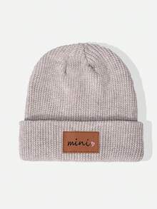 1pc Mini Tag & Ingot Embroidered Knit Beanie Hat, Y2K Style Kids Outdoor Casual Versatile Winter Cold Weather Hat, Suitable For Daily Wear - Knitted Hat - View 11