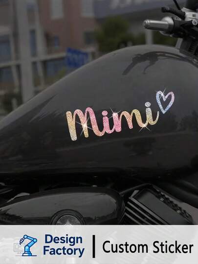 1pc Shiny Glitter Vinyl Sticker With Heart Pattern - Self-Adhesive, No Residue, Easy To Apply And Remove, Suitable For Cars, Trucks, Motorcycles, Laptops