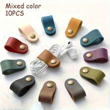 10 organizadores de cabos com clipes de metal - várias cores (azul, verde, vermelho, bege, marrom) para cabos de fone de ouvido, conectores de fone de ouvido e gerenciamento de cabos - design durável e elegante, suportes de cabos, acabamento metálico