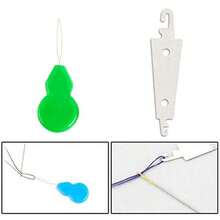 90 agujas de punto de cruz + 1 enhebrador de agujas de acero inoxidable color dorado ojos grandes punto de cruz agujas de mano agujas de coser en caja transparente tamaño 22 # 24 # 26 # - dorado - Ver 5