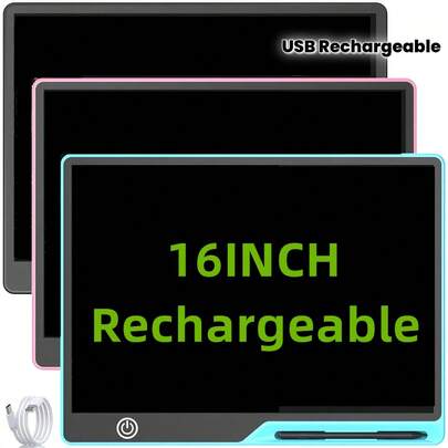16-Zoll/41 cm USB-aufladbares LCD-Schreibtablett, Schreibtablett mit Typ-C-Ladeanschluss, pädagogisches Geburtstagsgeschenk