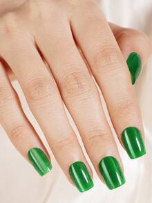 30 móng tay giả acrylic ngắn hình vuông/hình hạnh nhân màu hồng bóng, hiệu ứng mắt mèo, móng giả thiết kế mắt mèo chuyển màu bóng bẩy, phù hợp cho các lễ hội, thường ngày, sinh hoạt hàng ngày, trang trí móng tay mùa xuân/hè. - màu xanh lá - Xem 4