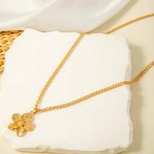 4pcs Elegant And Sexy Metal Starfish Flower Shell Pendant Necklace Set With Geometric Chain Jewelry, Perfect For Daily Wear Or Parties - Ideal Holiday Gift For Women, Versatile Autumn/Winter Fashion Accessory - Vàng - Xem 9