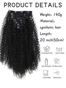 Tóc nối kẹp xoăn tổng hợp, tóc giả tự nhiên, 7 miếng, đủ cho cả đầu. - Nhiều màu - Xem 4