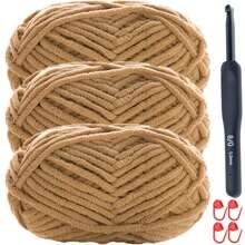 Bộ 3 sợi len ấm 150g, bao gồm dụng cụ đan và bút đánh dấu màu, len dày vừa tự làm thủ công, cuộn len Ice 50g/50m, dùng để đan khăn quàng cổ, giày dép, khăn choàng, áo len, búp bê, v.v. (Bút đánh dấu màu ngẫu nhiên) - Nhiều màu - Xem 31
