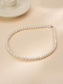 1 pieza Collar de perla natural de plata de ley 925 para mujer, regalo de boda, compromiso, Día de San Valentín, Día de la Madre, cumpleaños