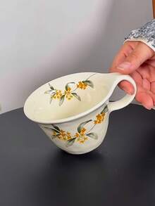 230/250ml 秋桂花釉陶瓷咖啡杯，高品质手工桂花拿铁杯、茶杯、大师杯，宽口复古手绘陶瓷马克杯，釉面咖啡杯、茶杯、浓缩咖啡杯，送给学生、毕业、女性生日的绝佳礼物 - 彩色 - 查看 9