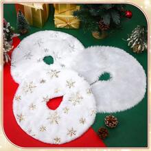 3 Pack 15 Inches Tree Skirt White With Silver Snowflake Tree Faux Fur Plush Sequin Fluffy Xmas Skirt Holiday Party Indoor Outdoor Home Decoration