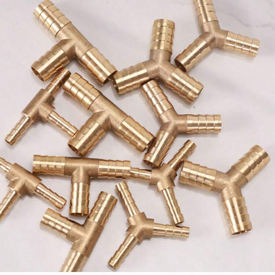 4pcs/Set, 1pc 3-Way, 1pc Y-Shaped Brass Hose Connectors, Leak-Proof, Fit For Air/Water/Fuel/Oil Pipes, Universal US/EU Thread Standards, Multiple Sizes