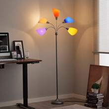 HonoDing Medusa Floor Lamp, Multi Head 5 Light Floor Lamps For Living Room With 10 Lampshade, Adjustable Gooseneck Reading Standing Lamp For Bedroom,Office,Kids,Classroom ,Christmas Decorative Lights(Sliver) - US A Type Plug(110-127V) - View 9
