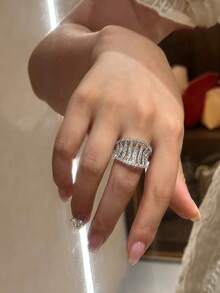 1 件奢华方晶锆石戒指，适合女士婚礼订婚派对珠宝情人节礼物 - 1# - 查看 8