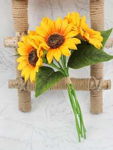 7 piezas, flores de girasol realistas para manualidades DIY y decoración del hogar - Flores artificiales en floración para ramos de novia y decoraciones de mesa. Adecuado para decoración de verano, decoración del hogar, decoración del dormitorio, decoración de la casa, decoración de la sala de estar, decoración de la habitación, decoración de cumpleaños, decoración de bodas