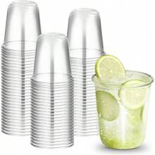 D50 PCs Clear Round Bottom Plastic CupsDisposable Steml Wine Glasses Iced Coffee Cups For Cold Drinks Juice Boba Tea Smoothie Milkshake Baby Shower Cups For Parties Weddings 12 Oz - 無色 - 查看 1
