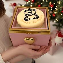 1件创意惊喜盒，旋转蛋糕蜡烛首饰包装盒，戒指项链自动旋转礼盒，生日/情人节礼物包装 - 小熊首飾盒 - 查看 2