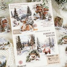 20 张/包复古山河主题贴纸，创意美学装饰贴纸，DIY 剪贴簿工艺材料，节日礼物，个性化文具用品