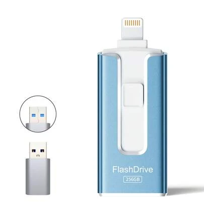LESOGE MFi Certified Flash Drive Compatible With Iphone 256GB, 3 In 1 Type-C USB Memory Stick Thumb Drive For Photos Videos, High Speed External Memory Storage Photo Stick Compatible With Iphone Compatible With Android PC