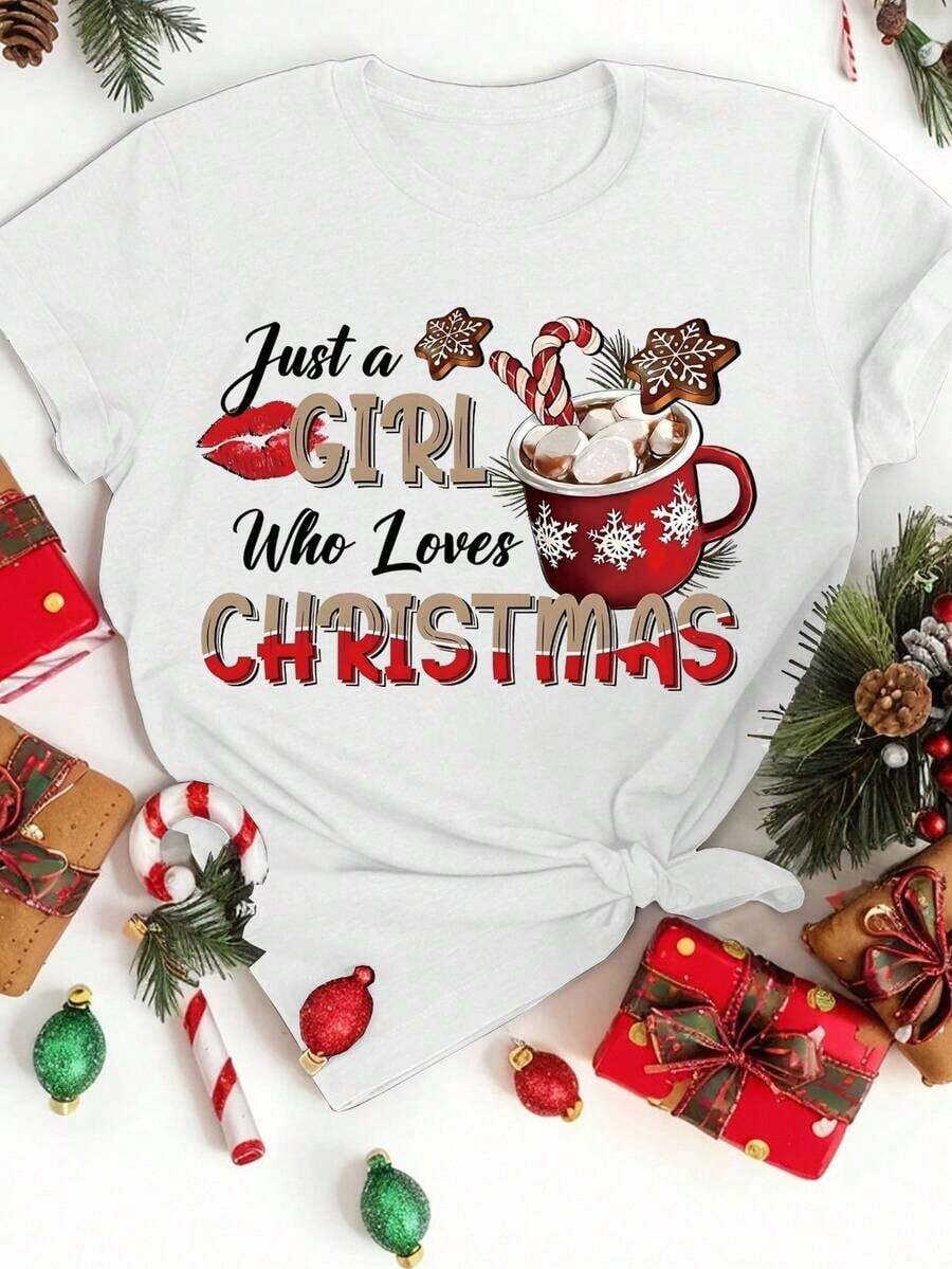 Women's Tree Casual Round Neck Short Sleeve-Shirt, Cheerful And Bright Tree, Women's Shirt, Women's Holiday Shirt,, Chic Winter Shirt, Cute Holiday-Shirt, Tree Shirt,-Shirt, Women's Clothing - 白色 - 查看 1