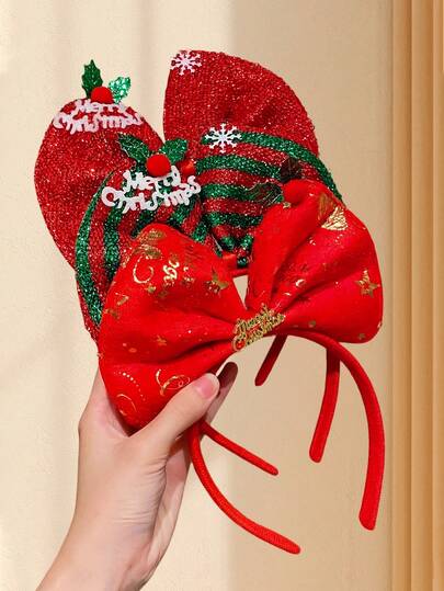 1/2/3pcs Women's Bow Christmas Headband - Hair Accessories Suitable For Parties, Events, Holidays, Beauty, Hair Band Hair Hoop ,Hairband For Women