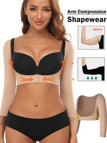 Women Compression Sleeves Tops Upper Arm Shaper Shapewear  Undershirts Arm Shaping Breast Lift Up Corset - Màu be - Xem 2
